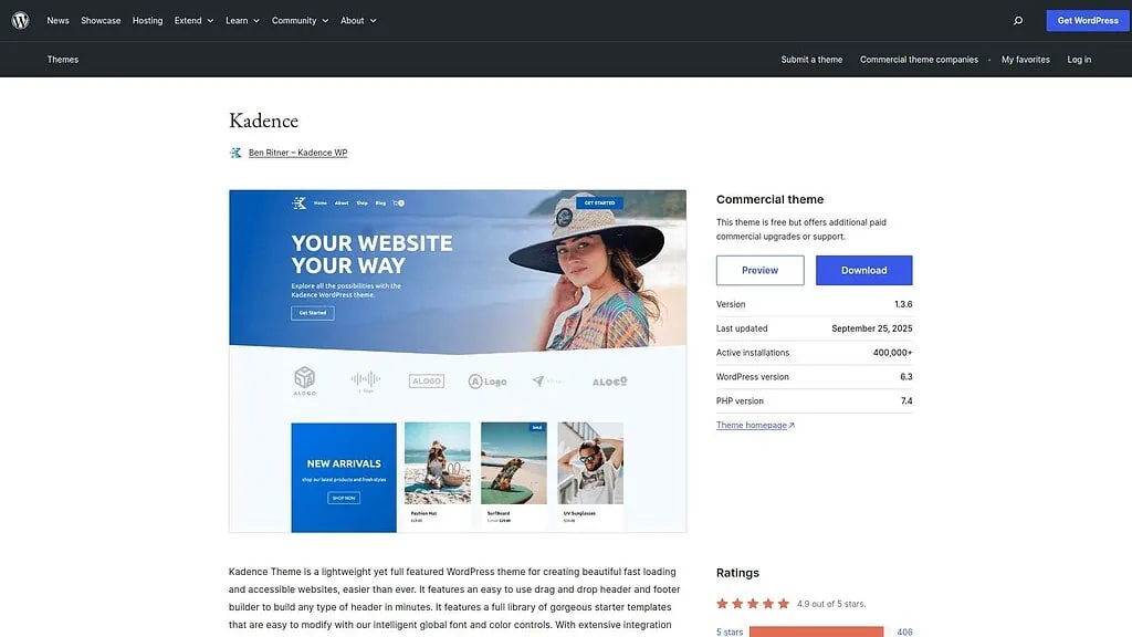 Kadence Theme Landing Image