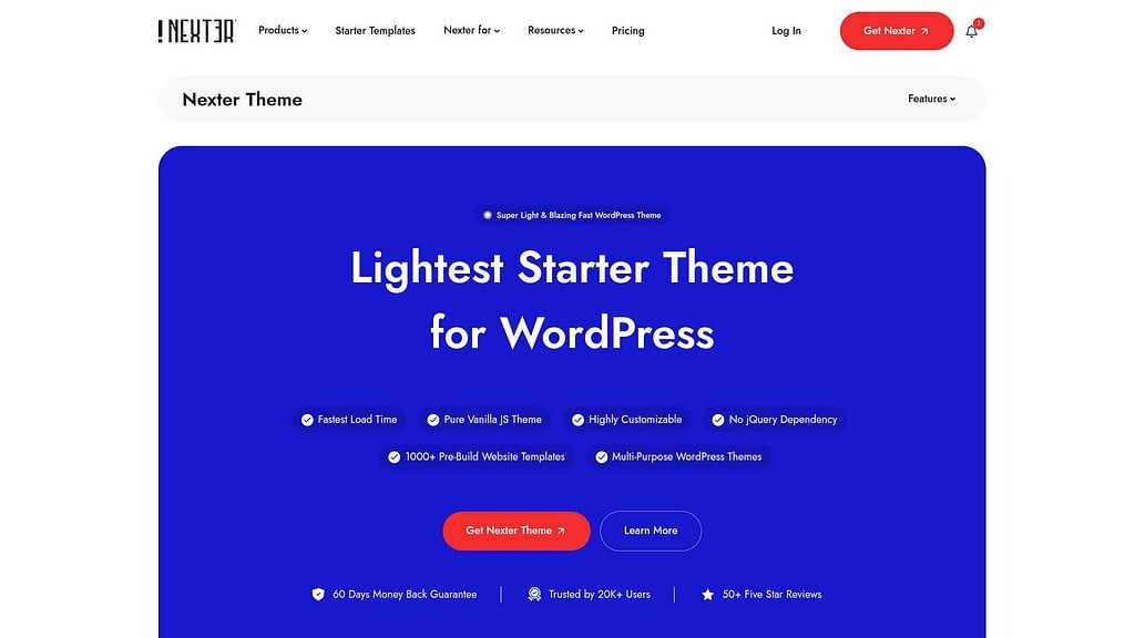Nexter vs Astra: 21+ Feature Comparisons 5 Nexter Theme Landing Image