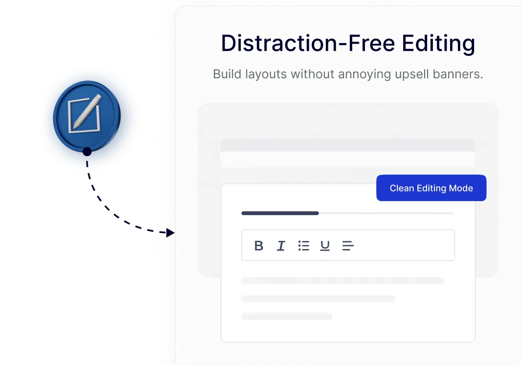 distraction free editing