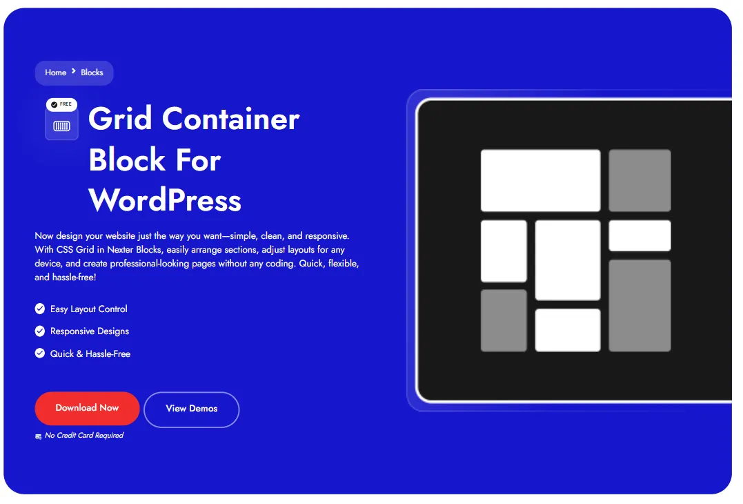 2025 With Nexter: How We Simplified WordPress Website Building 8 Grid Container