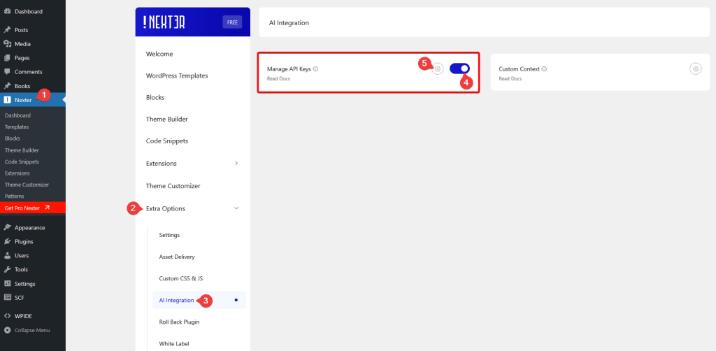 How to Use the AI Image Generator of Nexter Blocks? 1 enable manage api keys