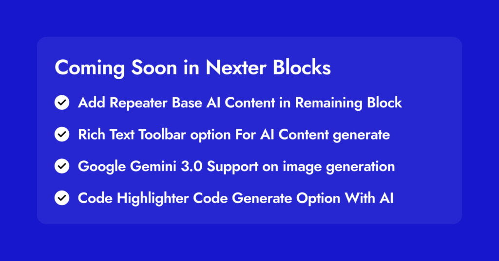 coming soon in nexter blocks