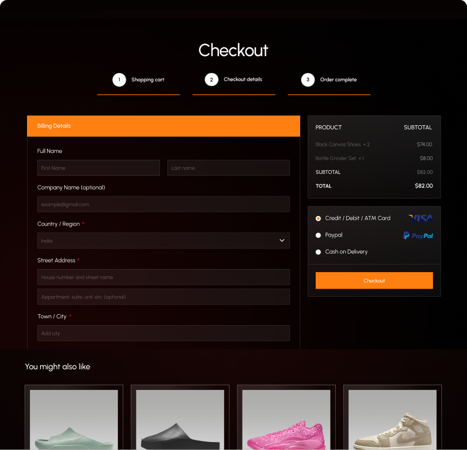 WooCommerce checkout page after being restyled with Nexter Blocks checkout blocks