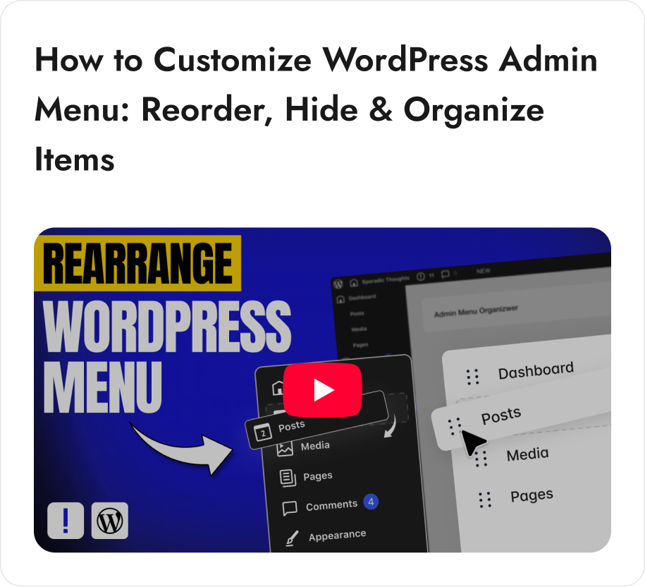 rearrange wordpress menu