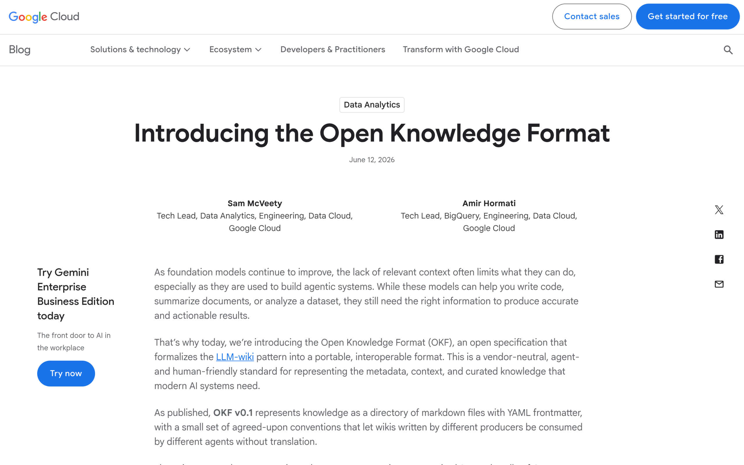 OKF vs llms.txt: Two Ways to Hand AI Your WordPress Site's Knowledge Google Cloud Open Knowledge Format announcement