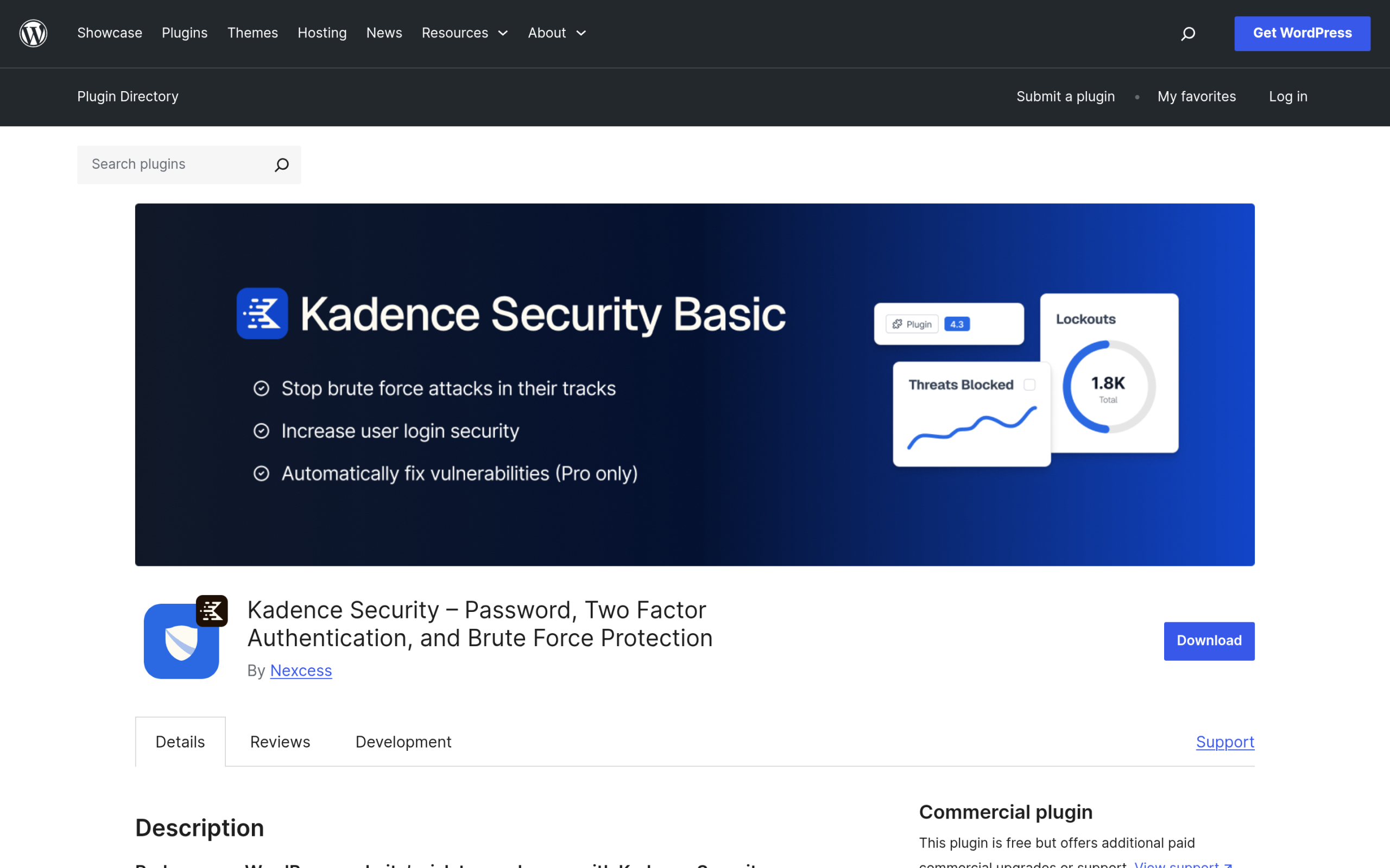 Kadence Security (formerly Solid Security) plugin on the WordPress.org plugin directory