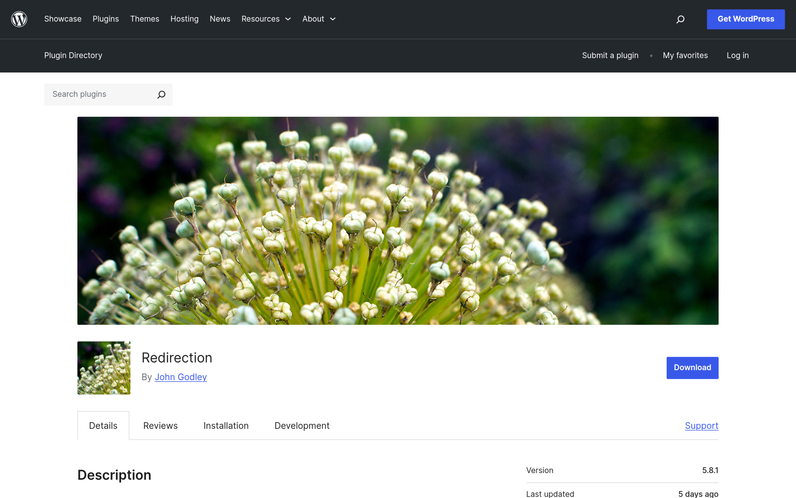 Redirection plugin on the WordPress.org plugin directory