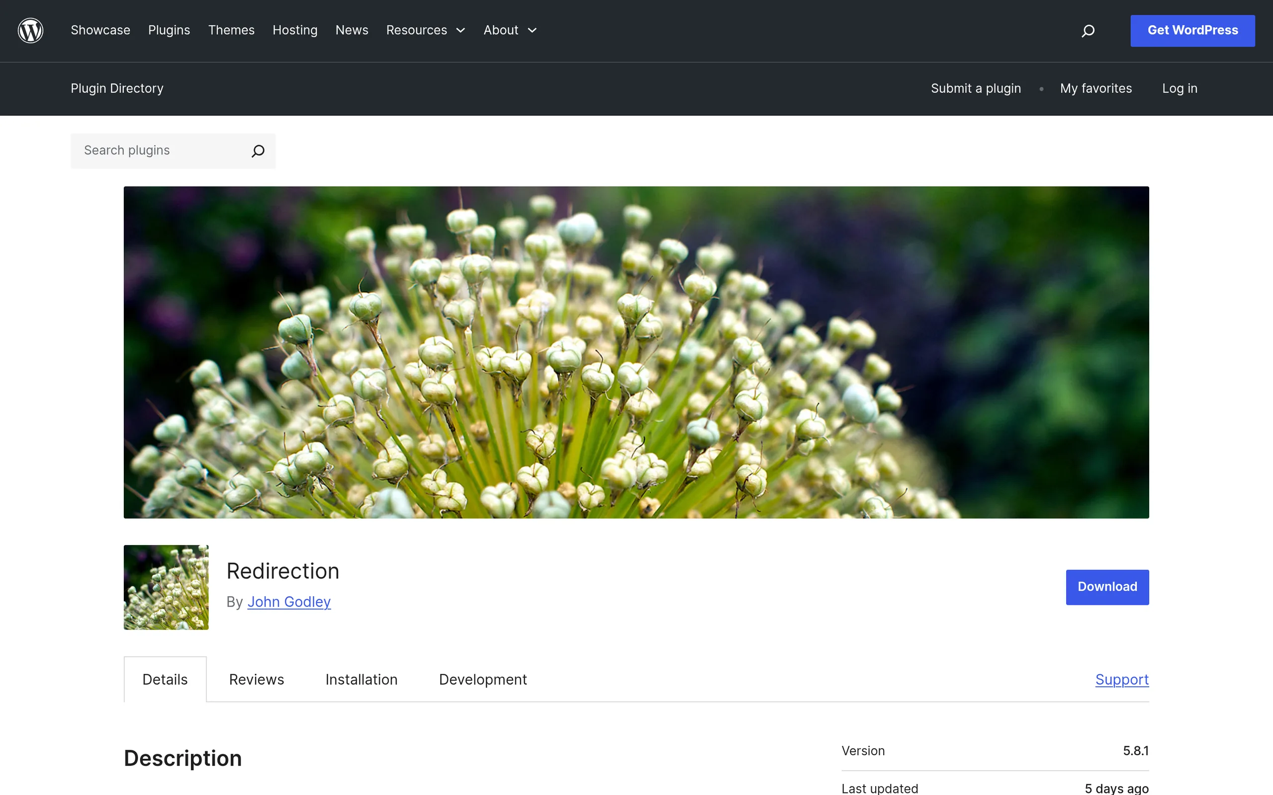 Redirection plugin on the WordPress.org plugin directory