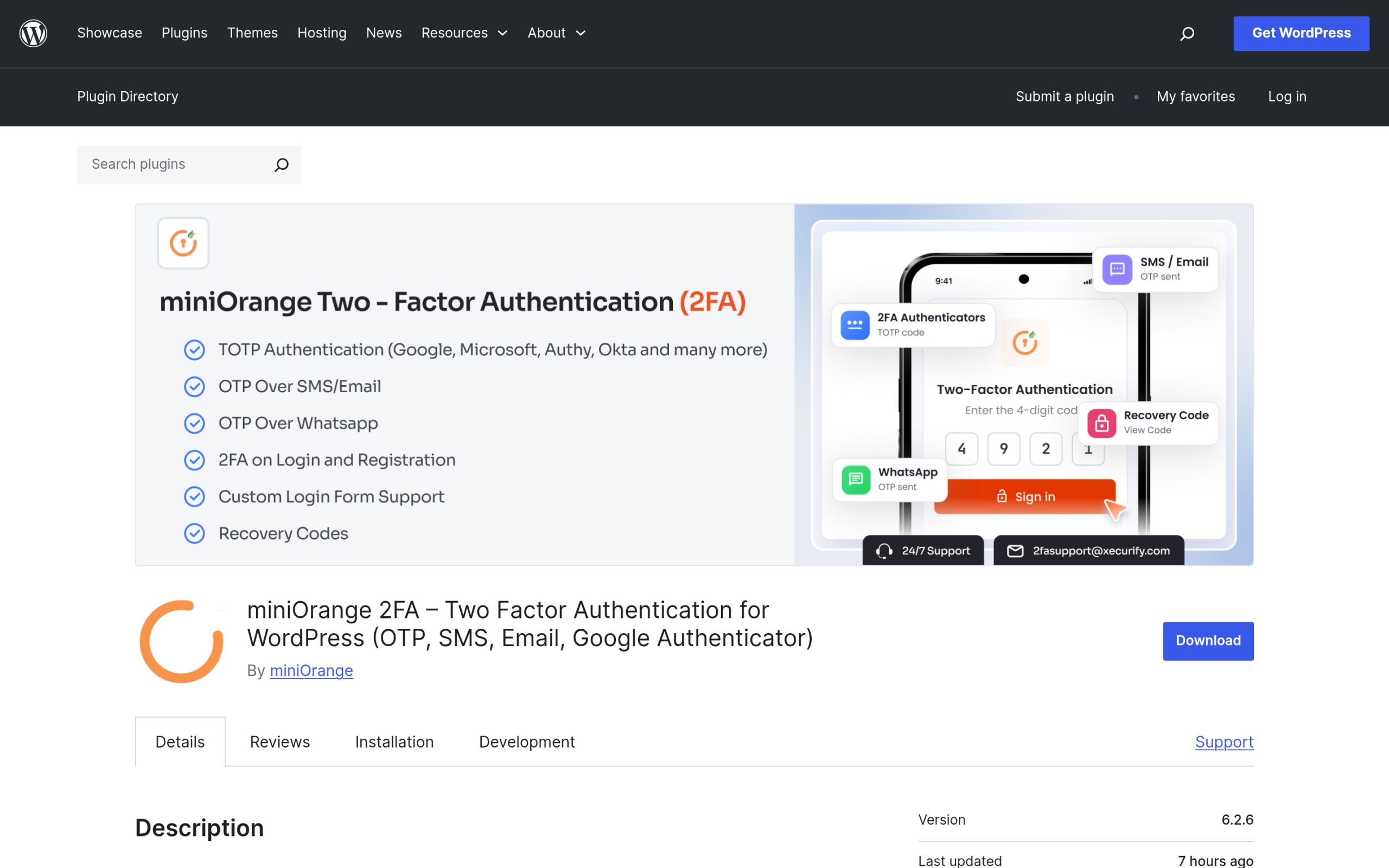 miniOrange 2FA Two Factor Authentication plugin on WordPress.org