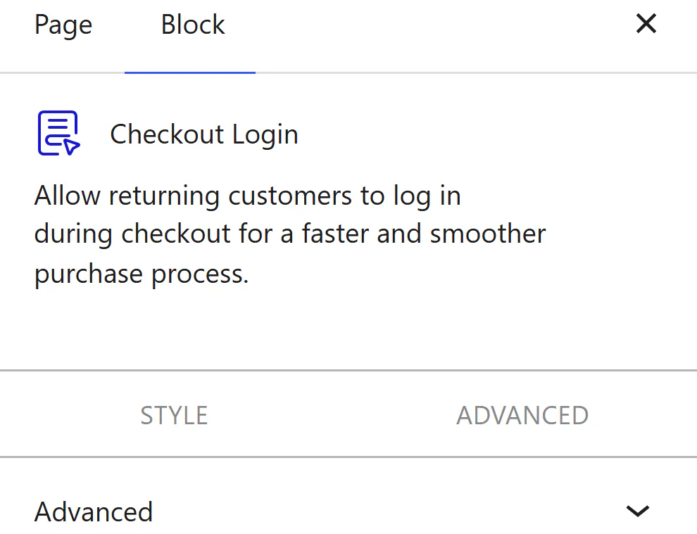 Nexter Blocks WooCommerce Checkout Login block Layout inspector settings