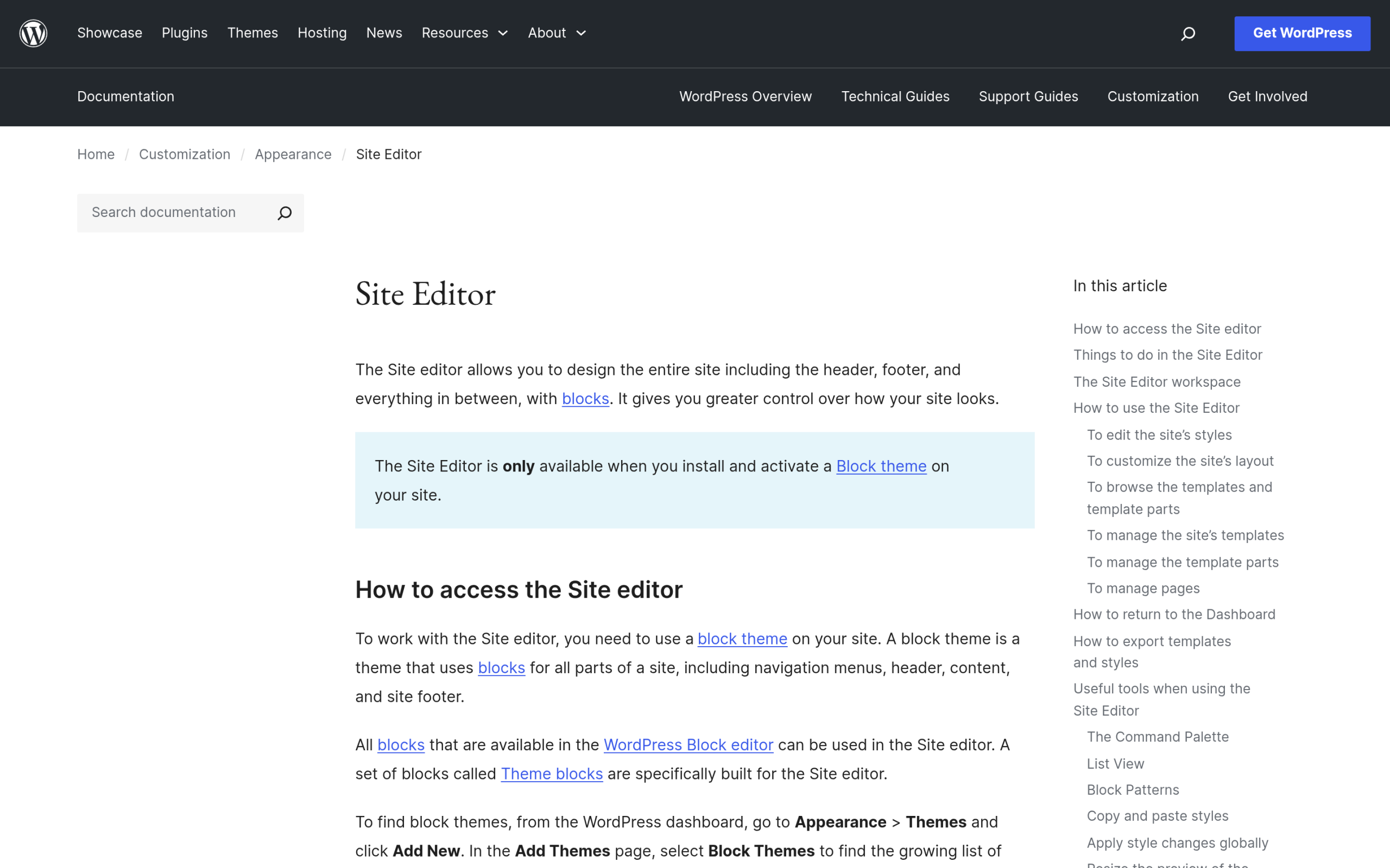 Editing the 404 template in the WordPress Site Editor under Appearance then Editor then Templates