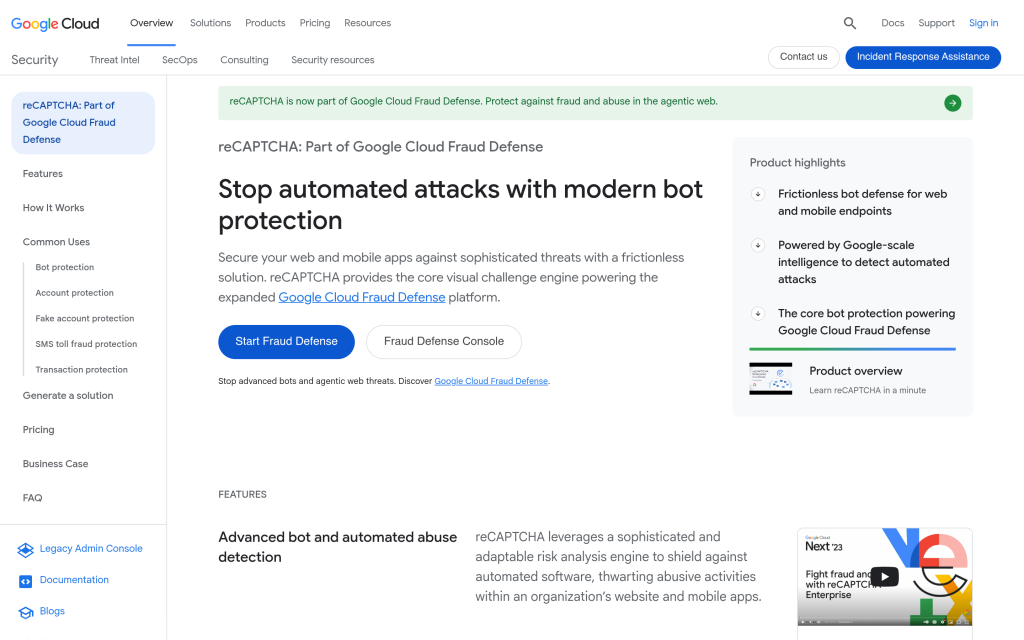Google reCAPTCHA bot protection used to stop WordPress contact form spam
