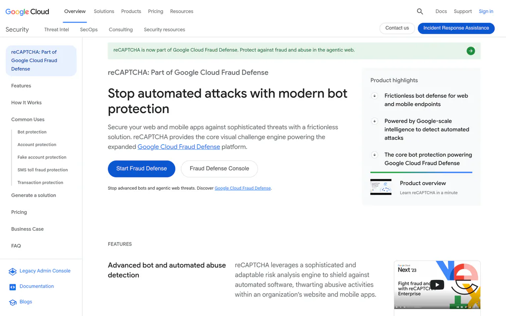 Google reCAPTCHA bot protection used to stop WordPress contact form spam
