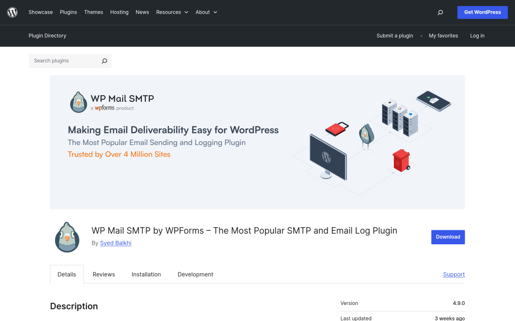 WP Mail SMTP plugin on WordPress.org for reliable WordPress email deliverability