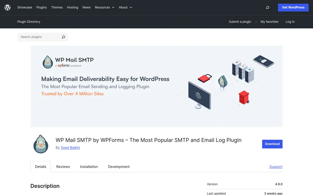 WP Mail SMTP plugin on WordPress.org for reliable WordPress email deliverability
