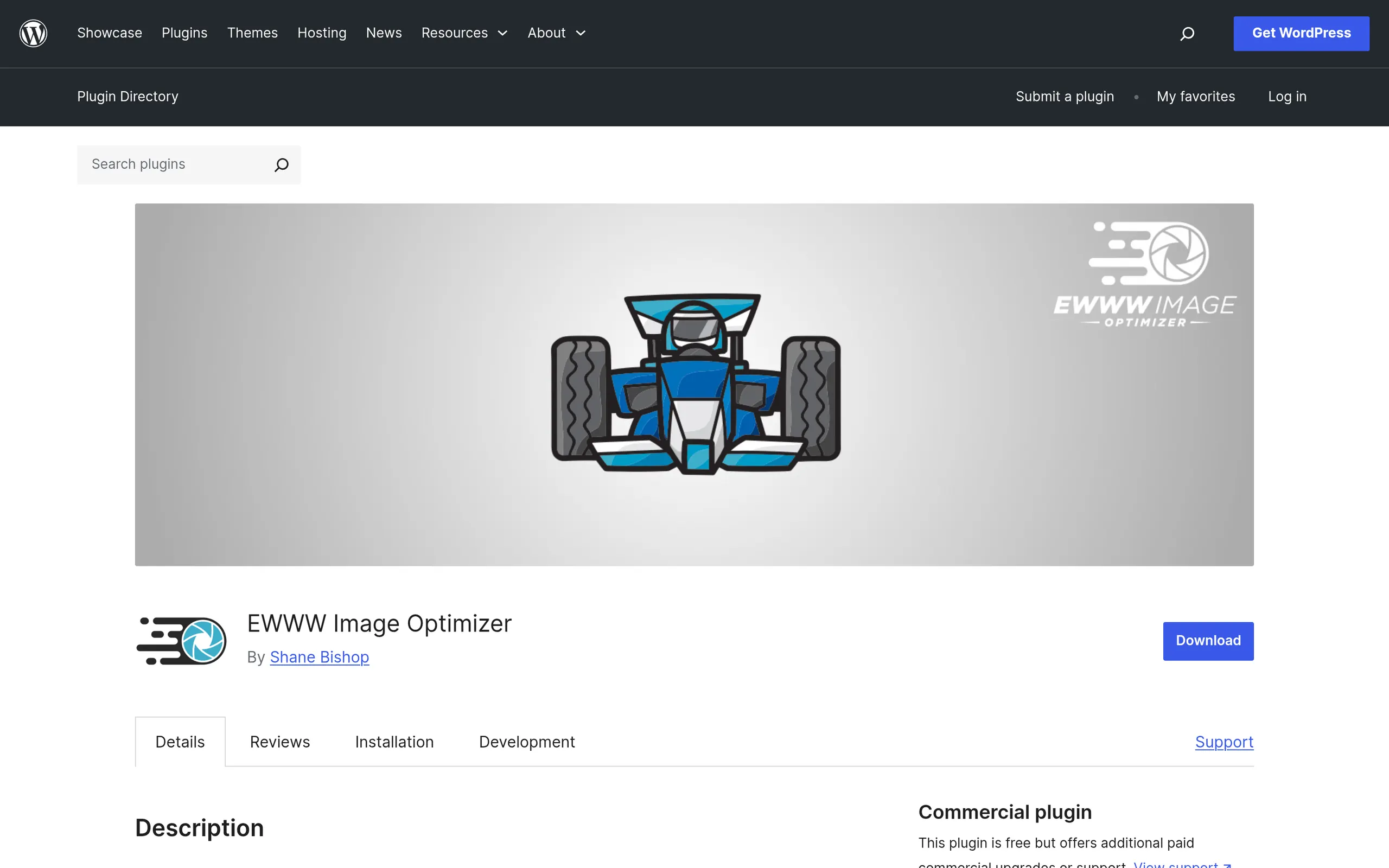 EWWW Image Optimizer plugin page on WordPress.org