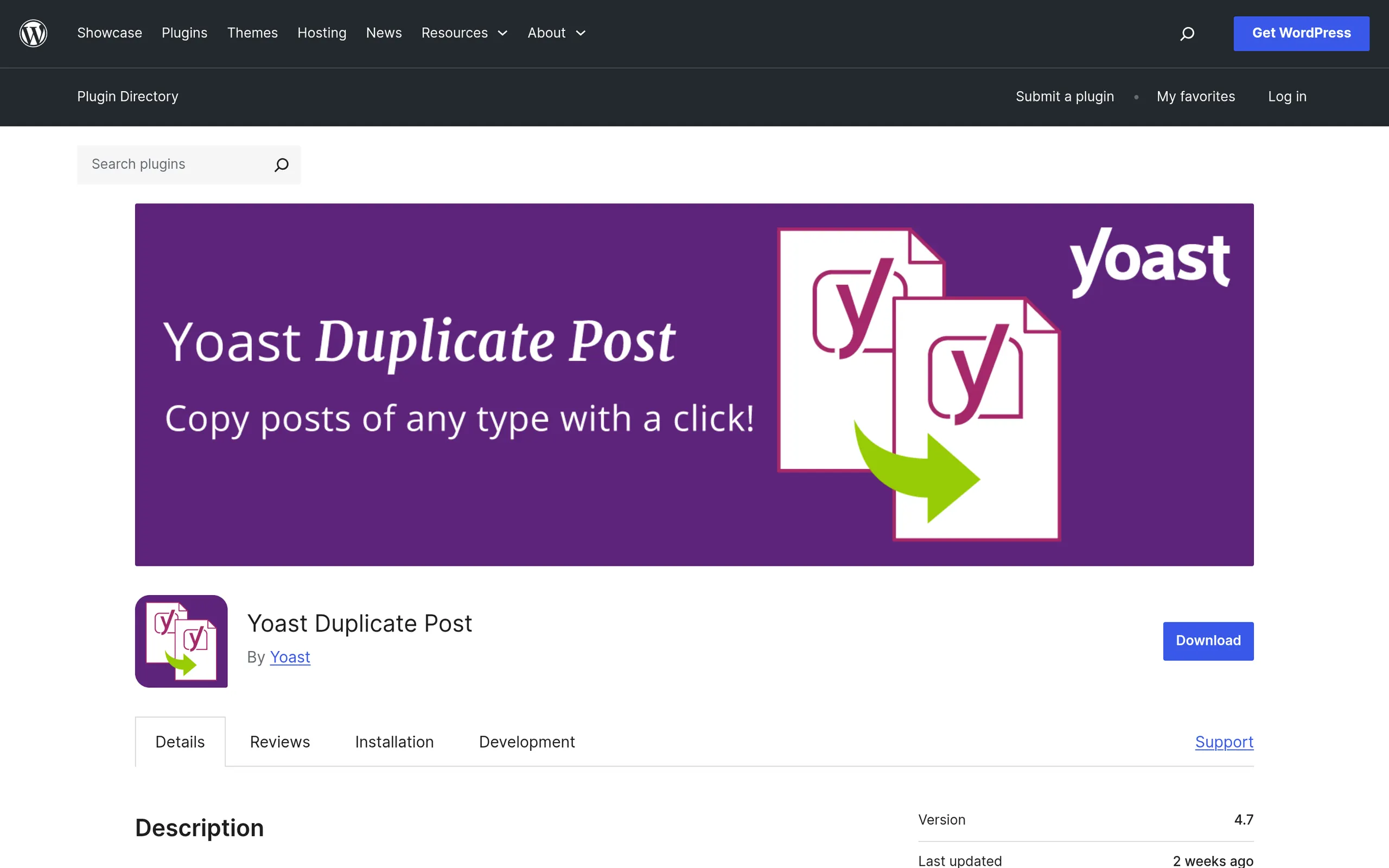 Yoast Duplicate Post plugin on WordPress.org with 4 million active installs and Rewrite and Republish feature