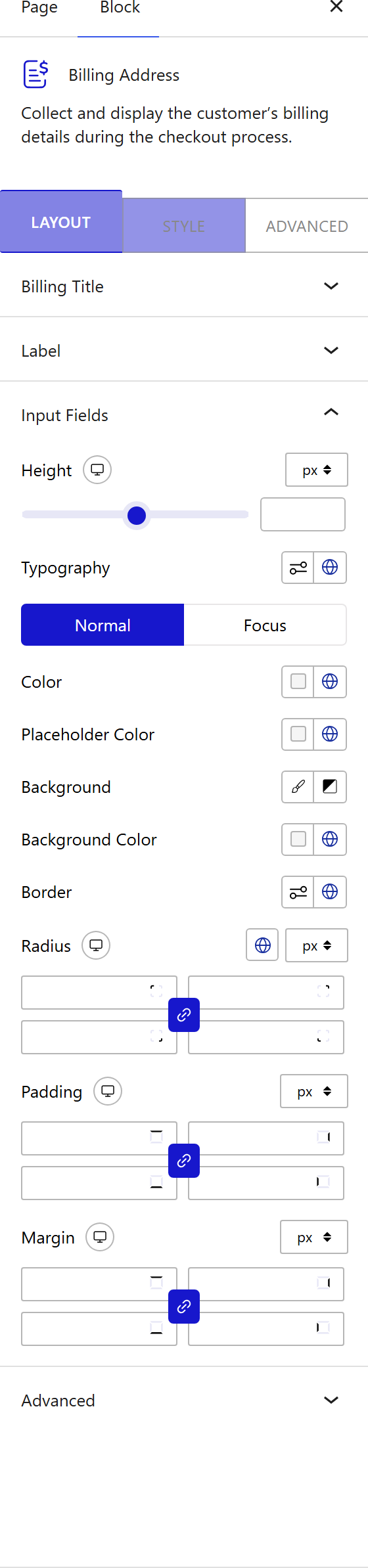How to Style the Billing Address Block - Style tab