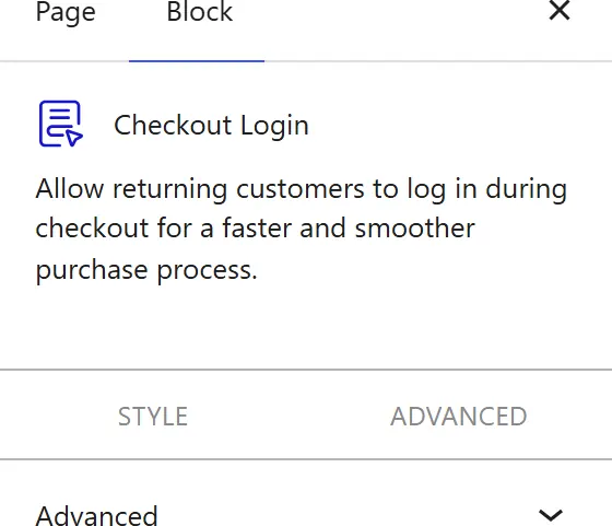 How to Use the Checkout Login Block - settings