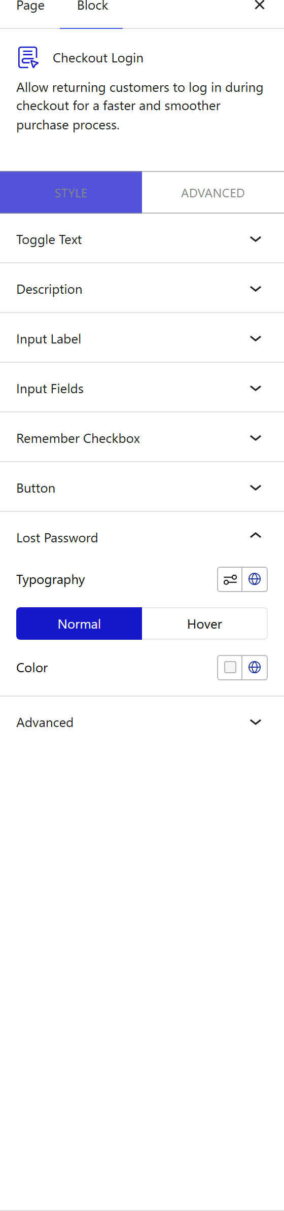 How to Style the Checkout Login Block - Style tab