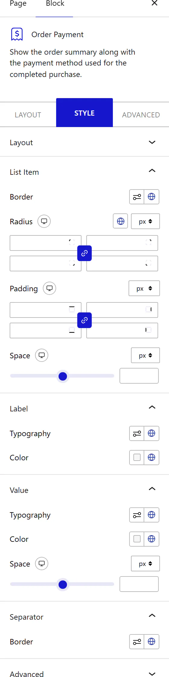 How to Style the Order Payment Block - Style tab
