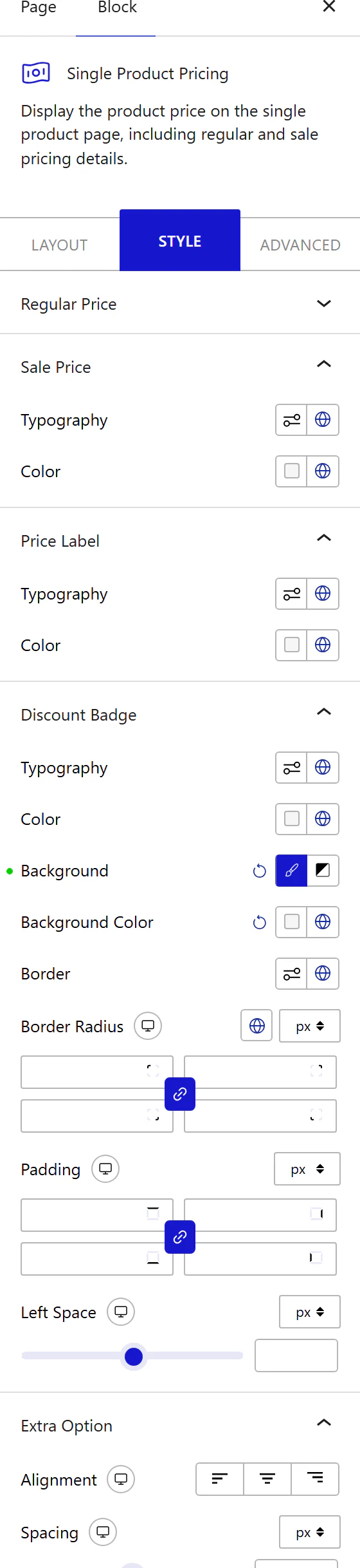 How to Style the Single Product Pricing Block - Style tab