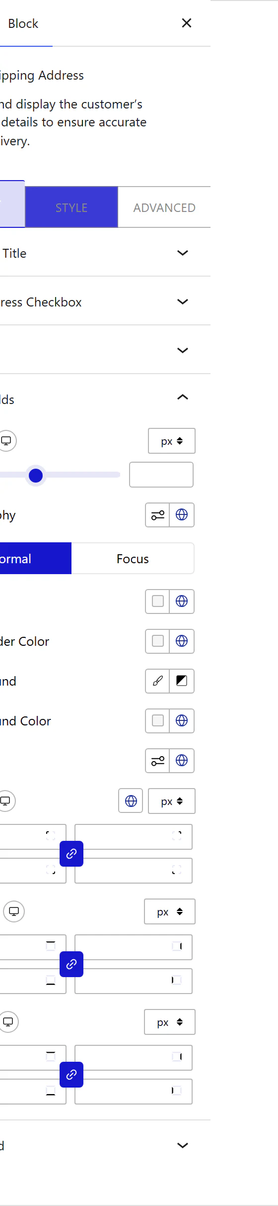 How to Style the Shipping Address Block - Style tab