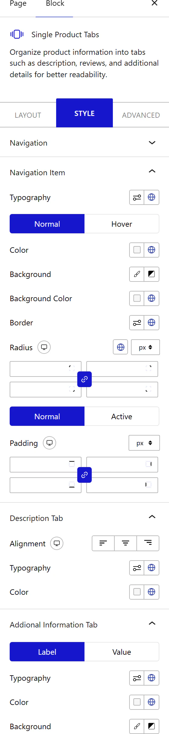 How to Style the Single Product Tabs Block - Style tab