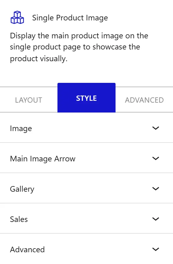 Nexter Blocks WooCommerce Image block Style inspector settings