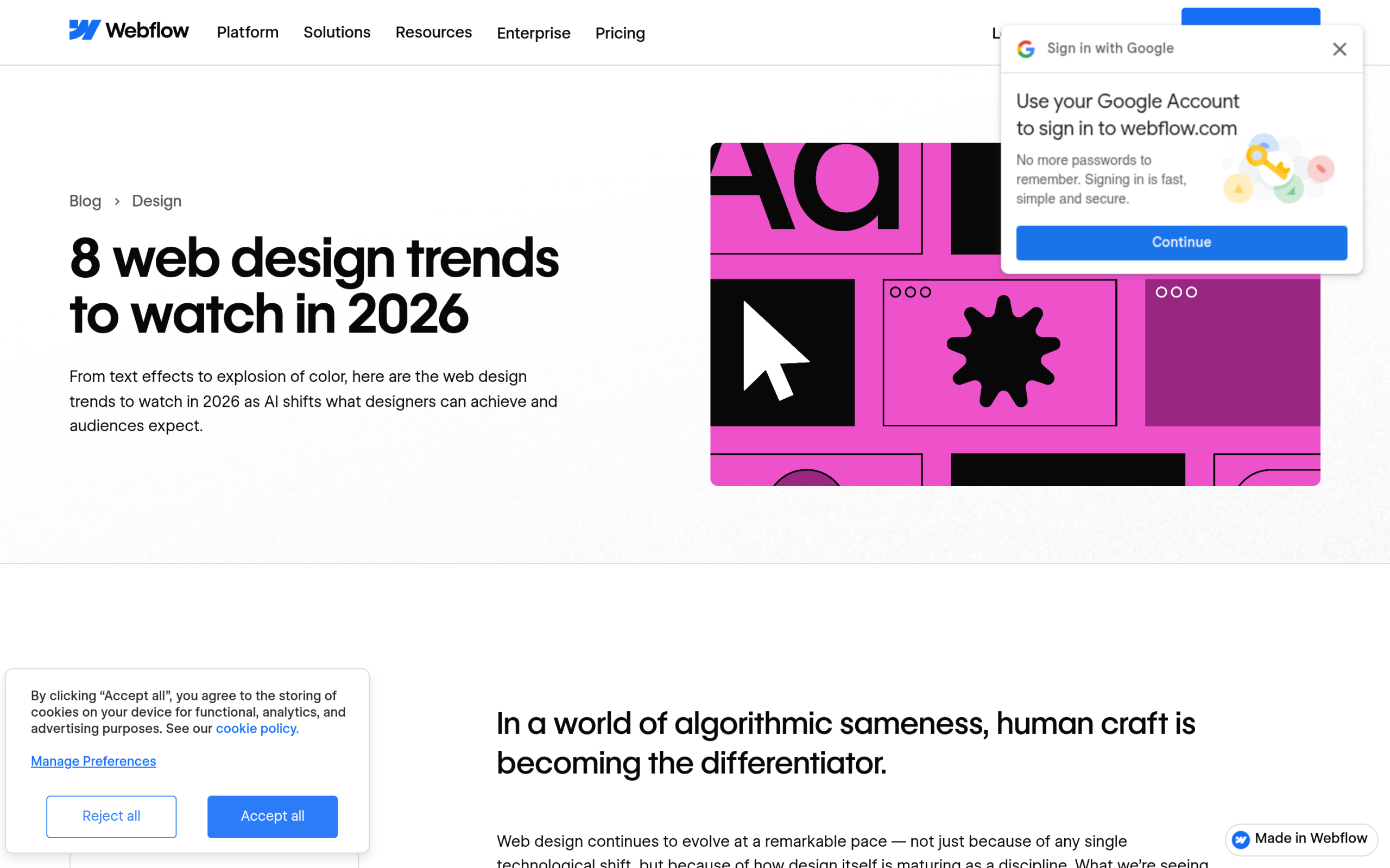 Webflow 8 web design trends to watch in 2026 article