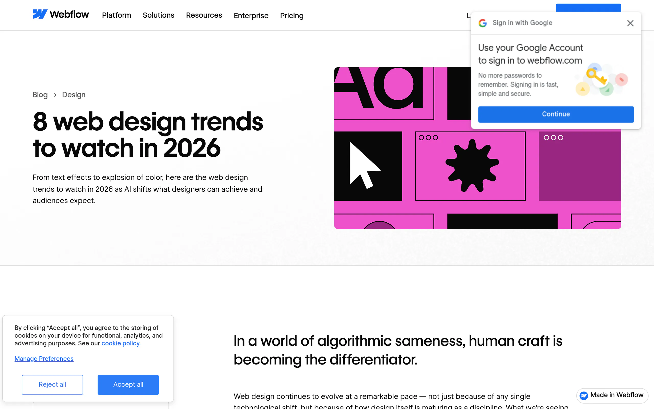 Webflow 8 web design trends to watch in 2026 article