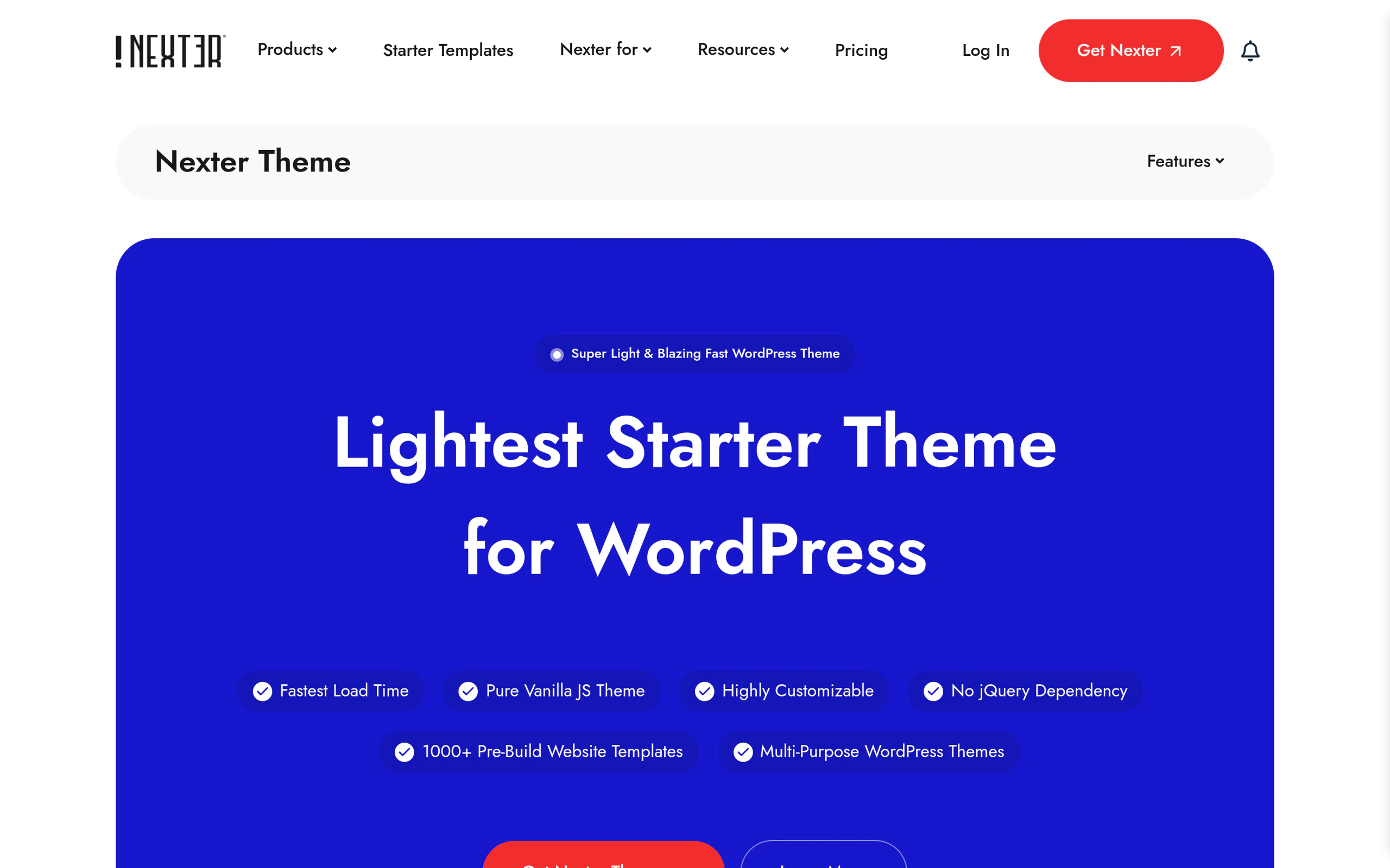 Nexter Theme, a lightweight block theme under 20Kb with pure vanilla JS and no jQuery