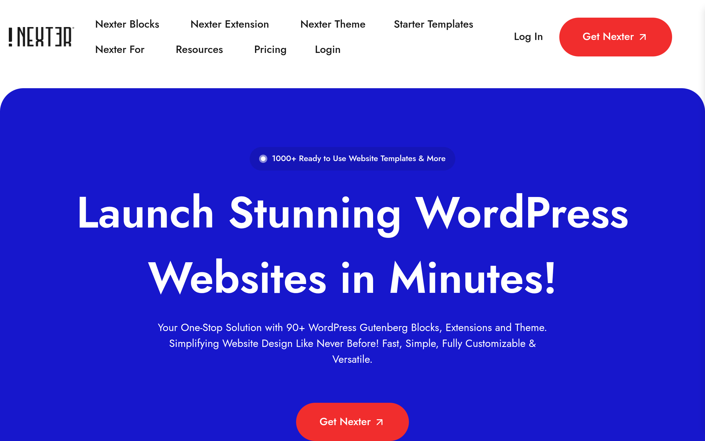 Nexter, the lightest fastest starter theme for page builders, free on WordPress.org