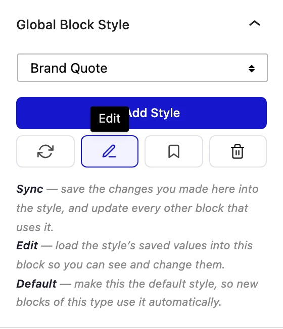 Saving the style as a global style