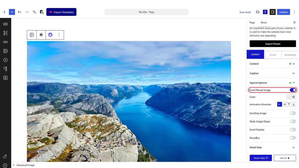 Scroll Reveal Image on, with Color and Animation Direction