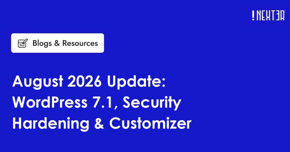 Nexter August 2026 update banner