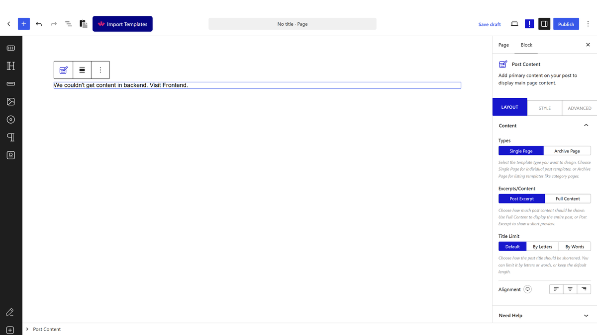 Adding the Post Content block