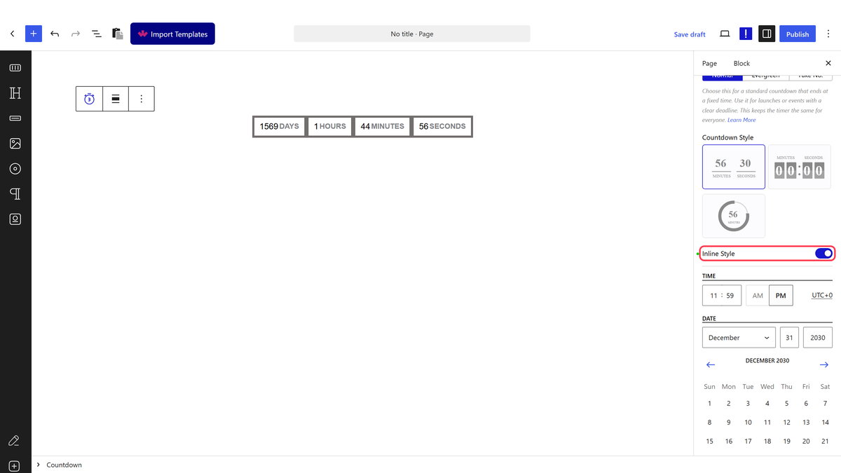 The Inline Style setting