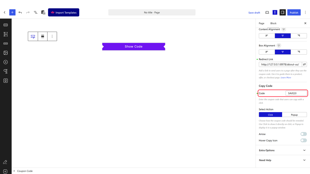 The Code field