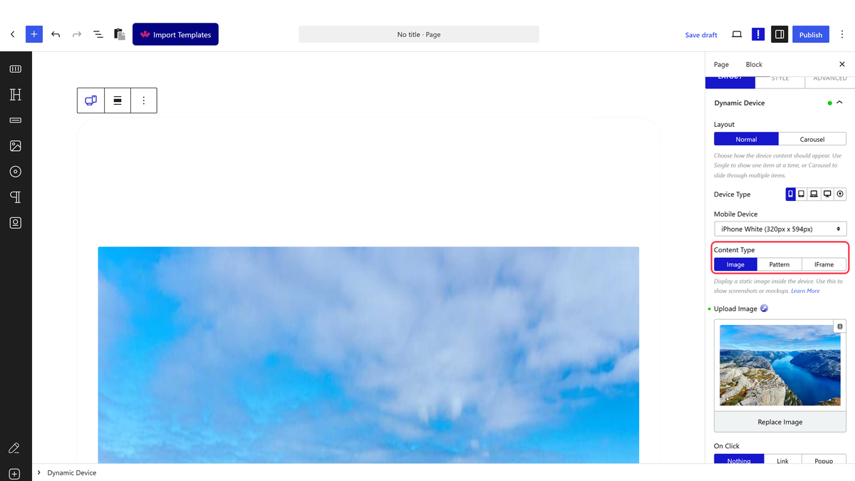 The Content Type setting