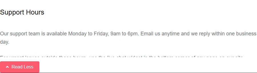 The same pattern after the Read More button is clicked