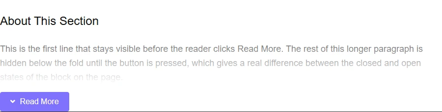 A Read More box collapsed to its Max Height