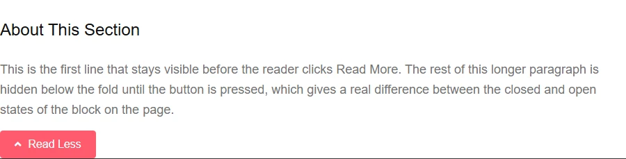 The same box after the Read More button is clicked
