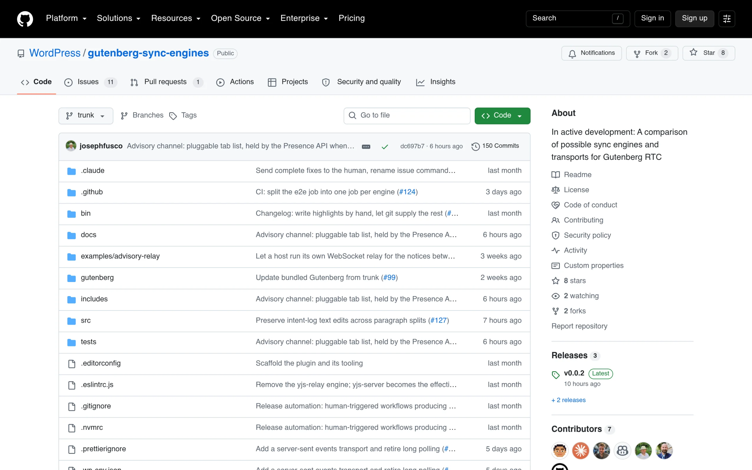 WordPress gutenberg-sync-engines repository on GitHub