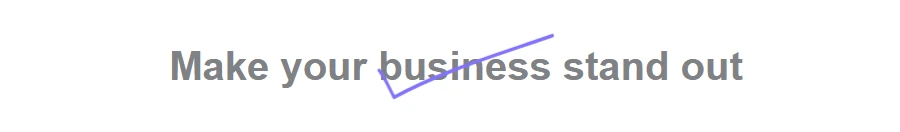 Nexter Blocks Heading Animation front end: the Check Mark highlight drawn around the word business