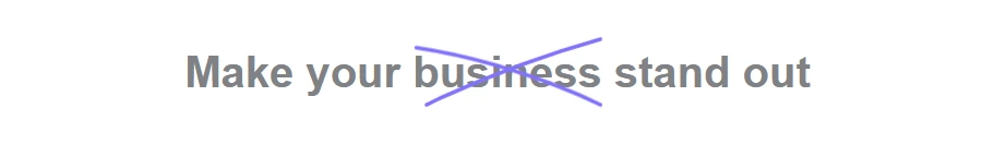 Nexter Blocks Heading Animation front end: the Cross Mark highlight drawn around the word business