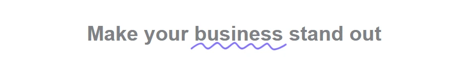 Nexter Blocks Heading Animation front end: the Curly Line highlight drawn around the word business
