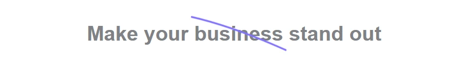 Nexter Blocks Heading Animation front end: the Diagonal highlight drawn around the word business