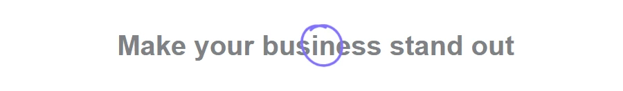 Nexter Blocks Heading Animation front end: the Tiny Circle highlight drawn around the word business