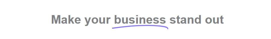 Nexter Blocks Heading Animation front end: the Underline highlight drawn around the word business